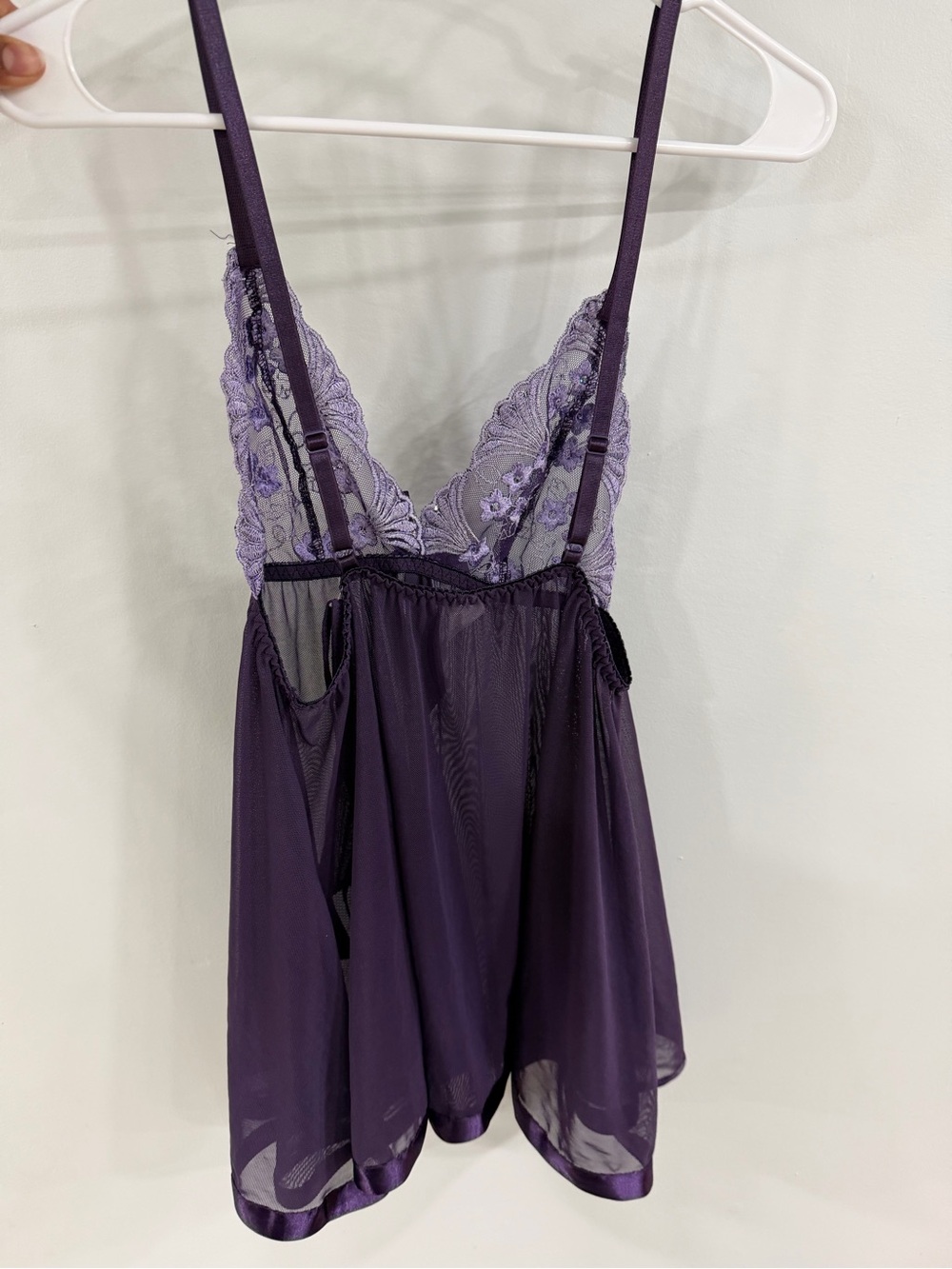 2-Piece Purple Lace-Trim Chemise Nightgown - Women's Intimates - Picture 6 of 6